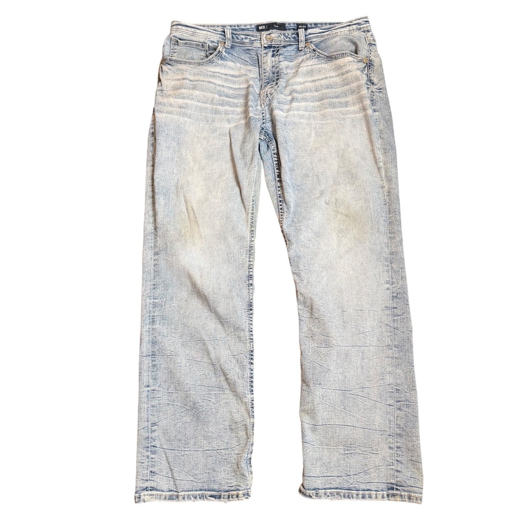 BKE Tyler Straight Leg Jeans Light Wash Mens 36x32 Blue Denim